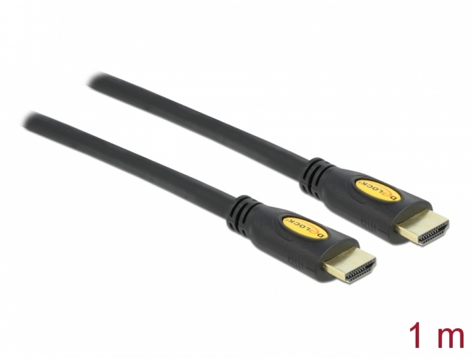 Cablu HDMI 4K v1.4 T-T 1m Negru, Delock 82584 imagine noua